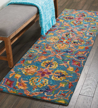 Nourison Vivid VIV08 Teal Area Rug Room Image