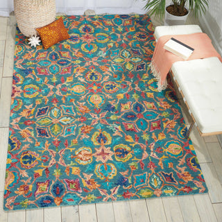 Nourison Vivid VIV08 Teal Area Rug Room Image Feature