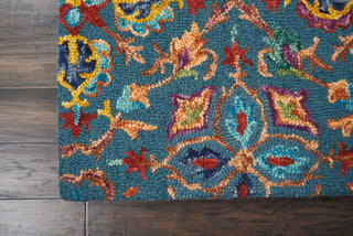 Nourison Vivid VIV08 Teal Area Rug Corner Image