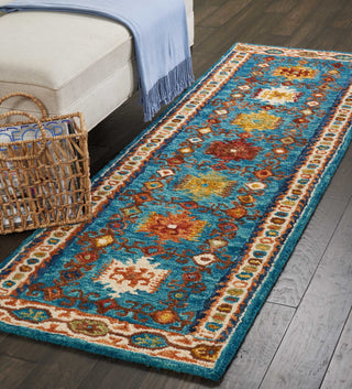 Nourison Vivid VIV09 Teal Area Rug Room Image Feature