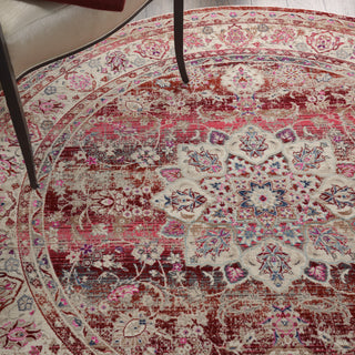 Nourison Vintage Kashan VKA01 Red Area Rug 4' Rnd