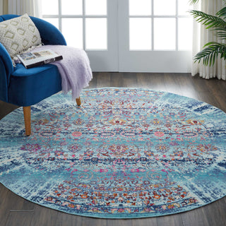 Nourison Vintage Kashan VKA02 Blue Area Rug 6' Rnd