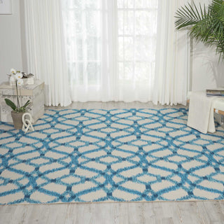 Nourison Sun and Shade SND05 Izmir Ikat Aegean Area Rug by Waverly Room Scene Featured