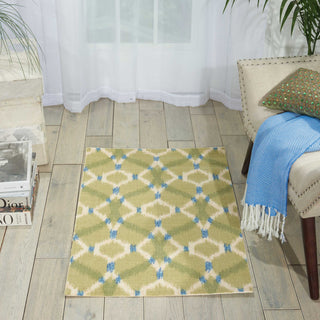 Nourison Sun and Shade SND05 Izmir Ikat Avocado Area Rug by Waverly Room Scene 2