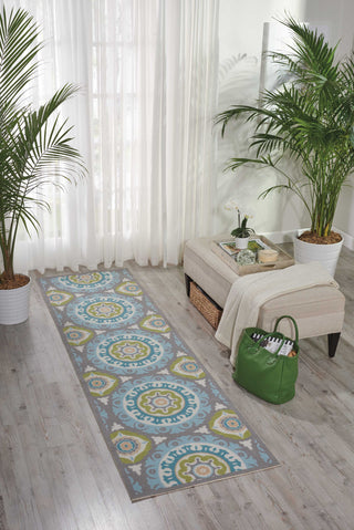 Nourison Sun and Shade SND16 Solar Flair Jade Area Rug by Waverly Room Scene 3