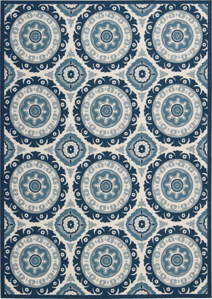 Nourison Sun and Shade SND16 Solar Flair Navy Area Rug by Waverly 5'3'' X 7'5''