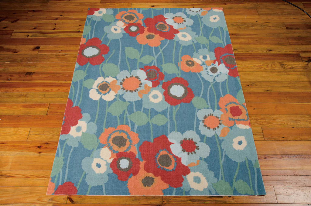 Nourison Sun and Shade SND27 Pic-A Poppy Blue Bell Area Rug by Waverly Main Image Feature