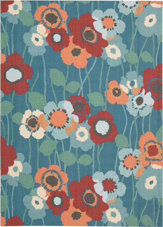 Nourison Sun and Shade SND27 Pic-A Poppy Blue Bell Area Rug by Waverly 5'3'' X 7'5''