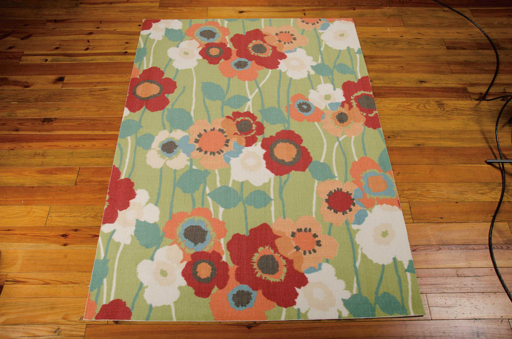 Nourison Sun and Shade SND27 Pic-A Poppy Seaglass Area Rug by Waverly Main Image Feature