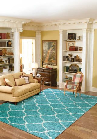 Nourison Windsor WIN01 Teal Area Rug Room Image Feature