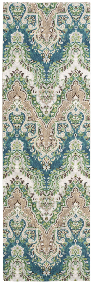 Nourison Treasures WTR02 Palace Sari Prussian Area Rug by Waverly 3' X 8'