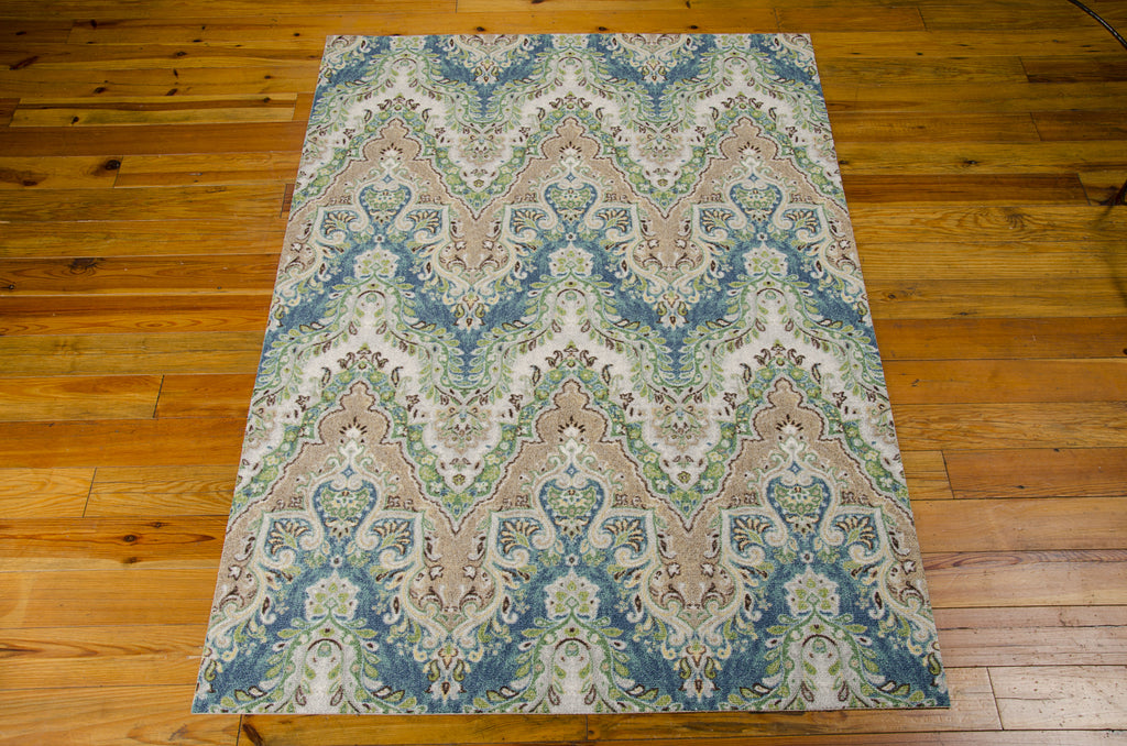 Nourison Treasures WTR02 Palace Sari Prussian Area Rug by Waverly 5' X 7' Floor Shot Feature