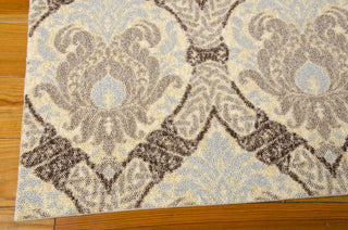 Nourison Treasures WTR03 Dress Up Damask Birch Area Rug by Waverly 5' X 7' Corner Shot
