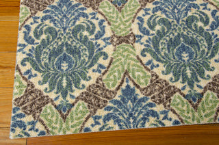 Nourison Treasures WTR03 Dress Up Damask Blue Jay Area Rug by Waverly 5' X 7' Corner Shot