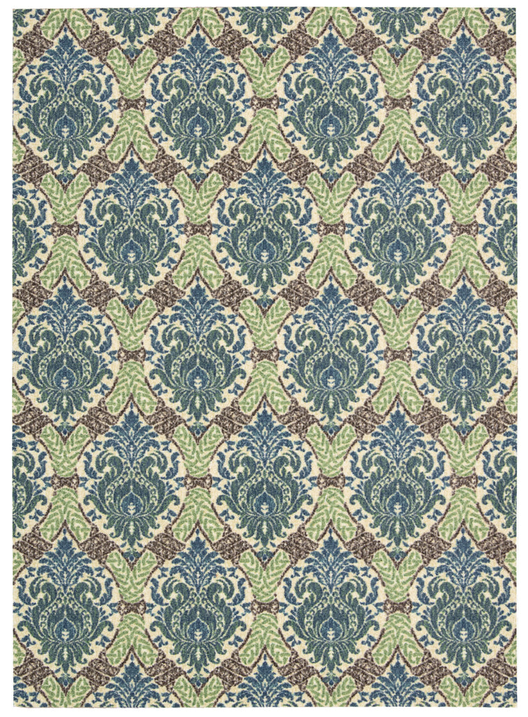 Nourison Treasures WTR03 Dress Up Damask Blue Jay Area Rug by Waverly main image