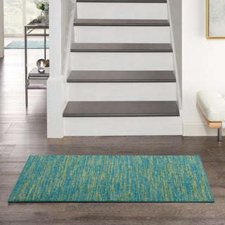 Nourison Essentials NRE01 Blue Green Area Rug Room Scene Feature