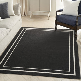 Nourison Essentials NRE02 Black Ivory Area Rug Detail Image