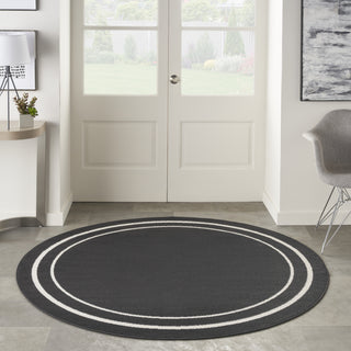 Nourison Essentials NRE02 Black Ivory Area Rug Main Image