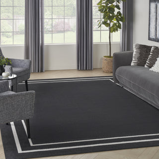 Nourison Essentials NRE02 Black Ivory Area Rug Main Image