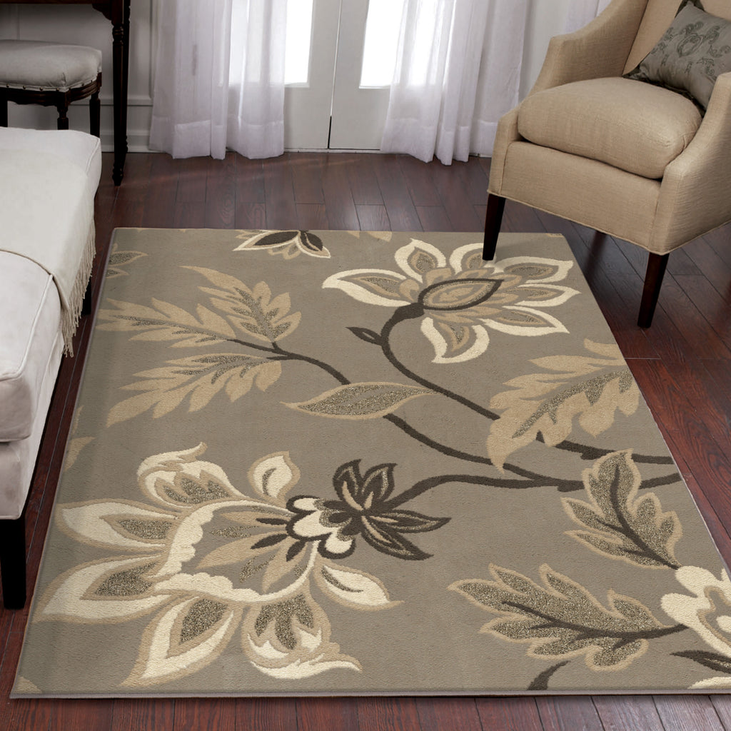 Orian Rugs Nuance Lily Taupe Area Rug Lifestyle Image Feature