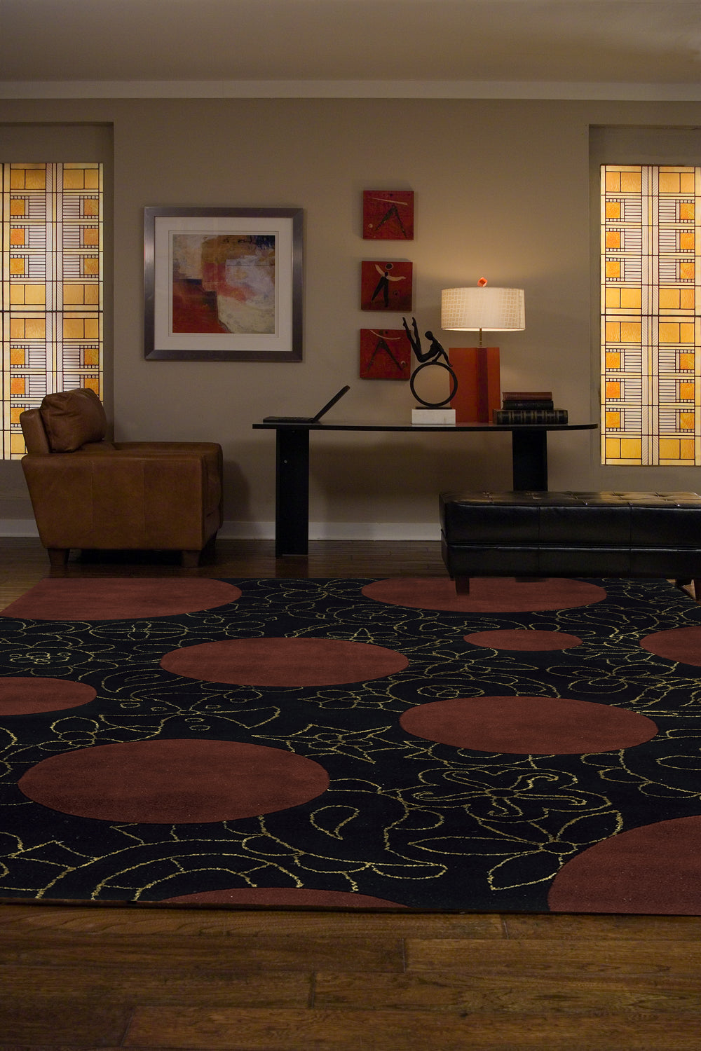 Momeni New Wave NW100 Red Area Rug Roomshot Feature
