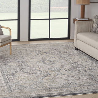 Nourison Nyle NYE01 Ivory Charcoal Area Rug Corner Image