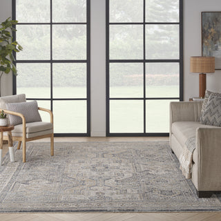 Nourison Nyle NYE01 Ivory Charcoal Area Rug Corner Image