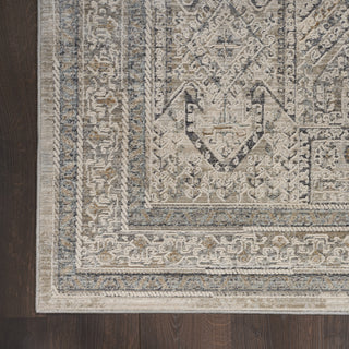 Nourison Nyle NYE01 Ivory/Grey/Blue Area Rug Corner Image