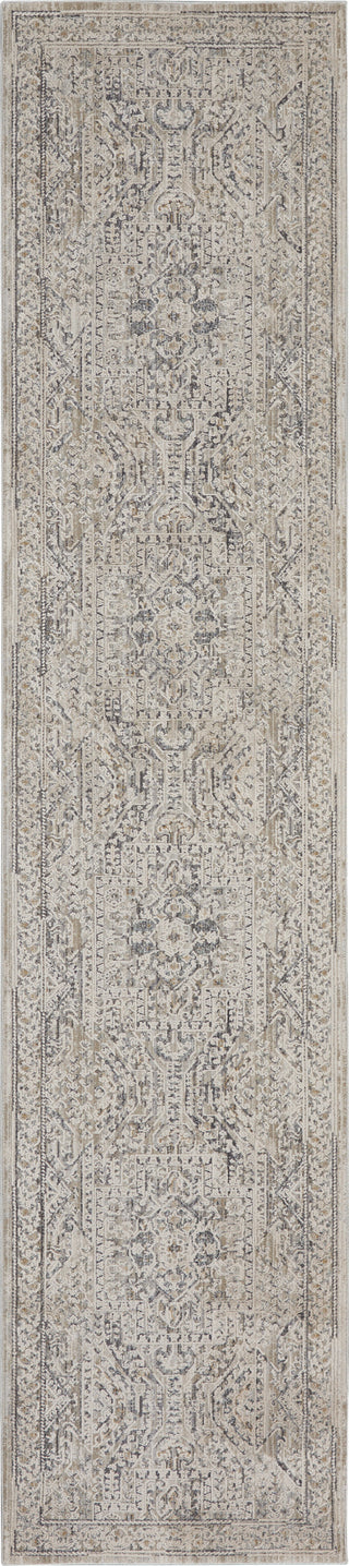 Nourison Nyle NYE01 Ivory/Grey/Blue Area Rug Corner Image