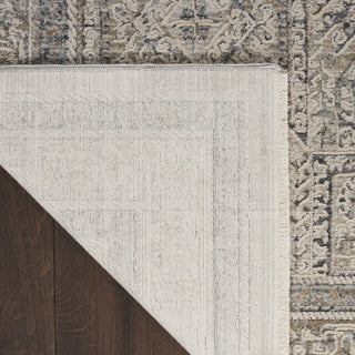 Nourison Nyle NYE01 Ivory/Grey/Blue Area Rug Corner Image