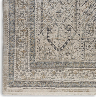 Nourison Nyle NYE01 Ivory/Grey/Blue Area Rug Corner Image