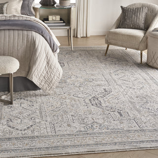 Nourison Nyle NYE01 Ivory/Grey/Blue Area Rug Corner Image