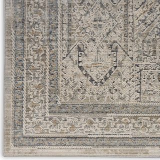 Nourison Nyle NYE01 Ivory/Grey/Blue Area Rug Corner Image