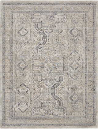 Nourison Nyle NYE01 Ivory/Grey/Blue Area Rug Corner Image