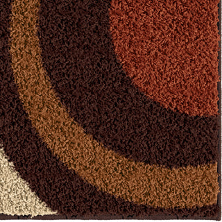 Orian Rugs Oasis Shag Fire Hole Brown Area Rug Close Up