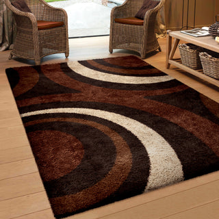 Orian Rugs Oasis Shag Fire Hole Brown Area Rug Room Scene Feature