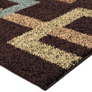 Orian Rugs Oasis Shag Linked-In Brown Area Rug Corner Shot