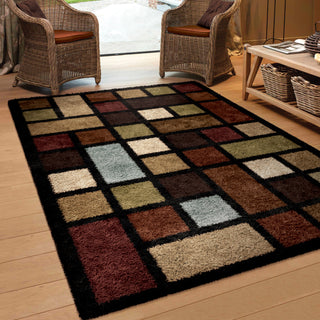 Orian Rugs Oasis Shag Color Grid Multi Area Rug Room Scene Feature