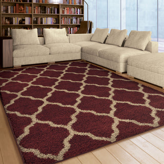 Orian Rugs Oasis Shag Pasture Red Area Rug Room Scene Feature