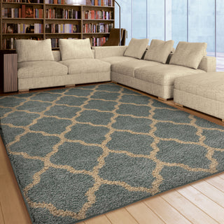 Orian Rugs Oasis Shag Pasture Blue Area Rug Room Scene Feature