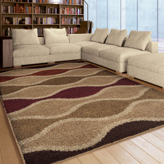 Orian Rugs Oasis Shag Rowing Waves Multi Area Rug Room Scene Feature