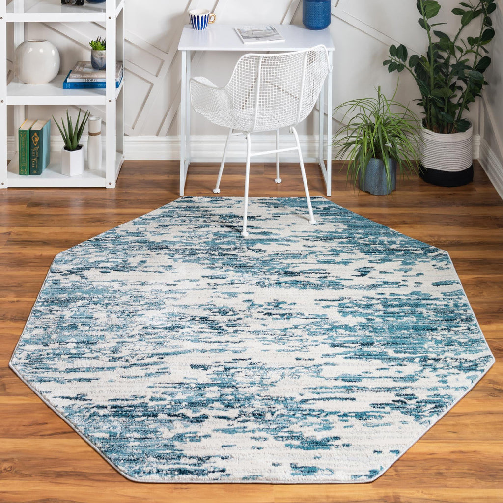 Unique Loom Oasis T-OSIS1 Blue Area Rug Octagon Lifestyle Image Feature