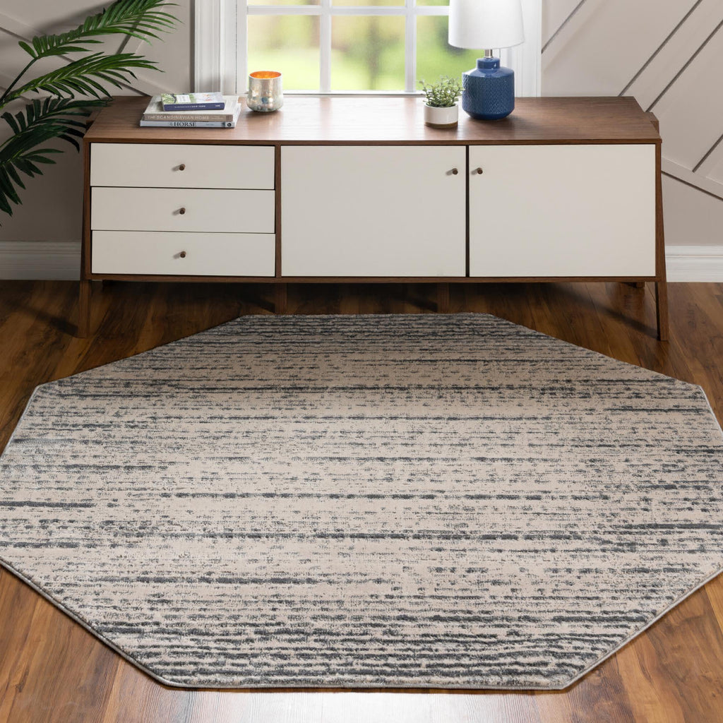 Unique Loom Oasis T-OSIS2 Cream Area Rug Octagon Lifestyle Image Feature