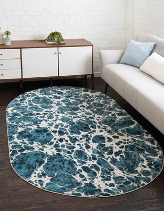 Unique Loom Oasis T-OSIS3 Blue Area Rug Oval Lifestyle Image