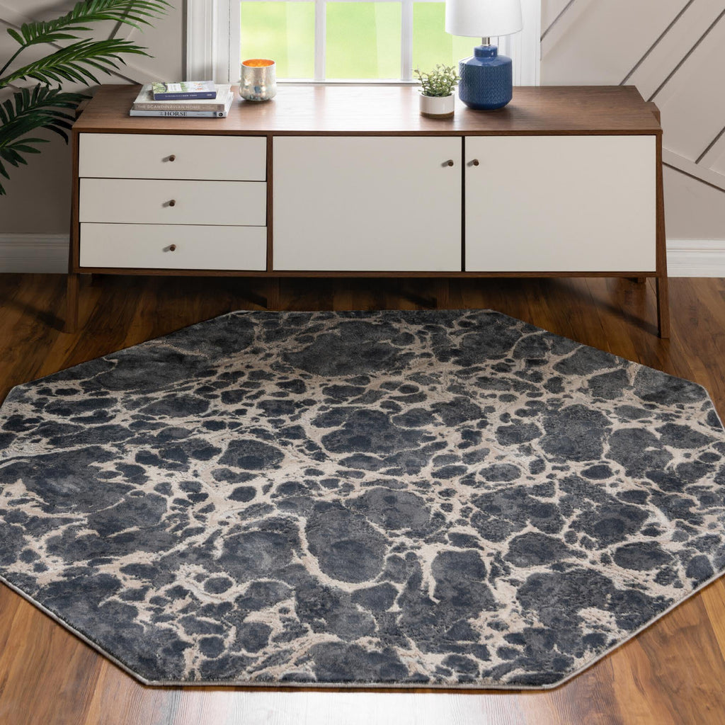 Unique Loom Oasis T-OSIS3 Gray Area Rug Octagon Lifestyle Image Feature