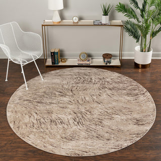 Unique Loom Oasis T-OSIS4 Brown Area Rug Round Lifestyle Image