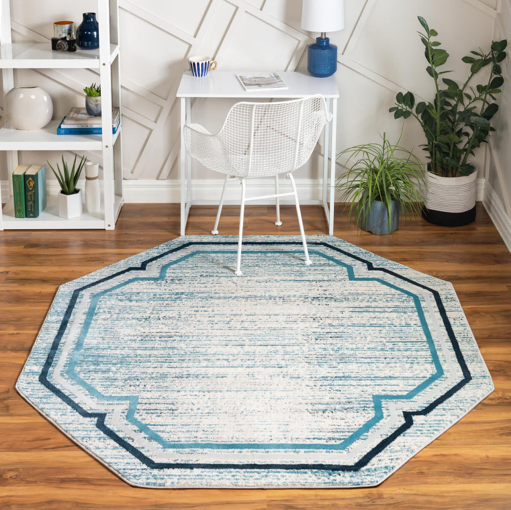 Unique Loom Oasis T-OSIS5 Blue Area Rug Octagon Lifestyle Image Feature
