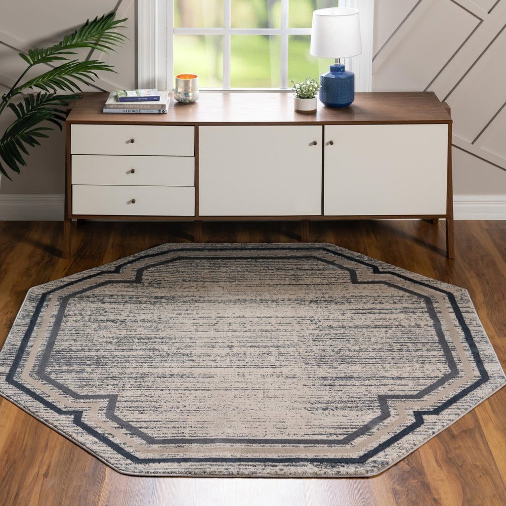 Unique Loom Oasis T-OSIS5 Gray Area Rug Octagon Lifestyle Image Feature