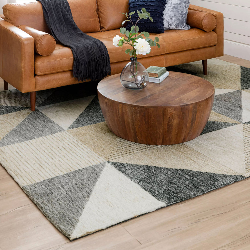 Karastan Bowen Oblique Tan Area Rug by Drew and Jonathan Lifestyle Image Feature