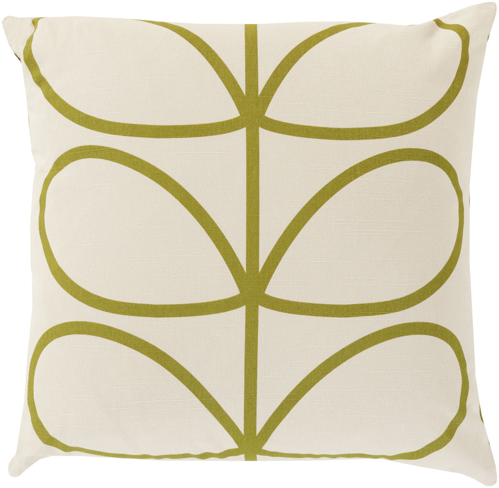 Surya Linear Stem Long Line Leaf OKS-006 Pillow by Orla Kiely 18 X 18 X 4 Poly filled